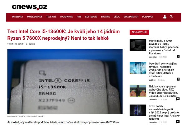 Recenze procesor Intel Core i5-13600K (2022)