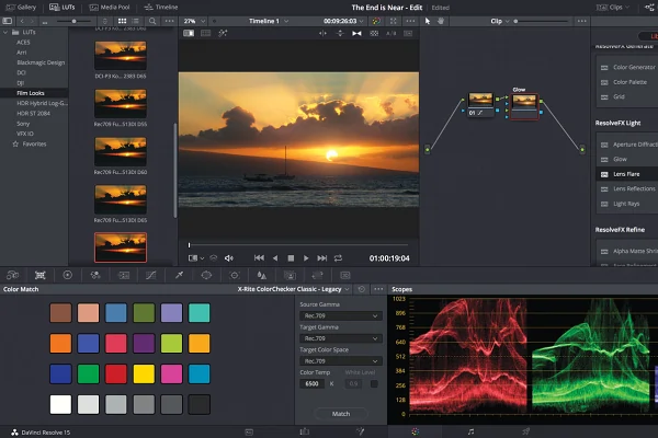 Recenze program na pravu videa pro PC Blackmagic DaVinci Resolve 15 (2018)