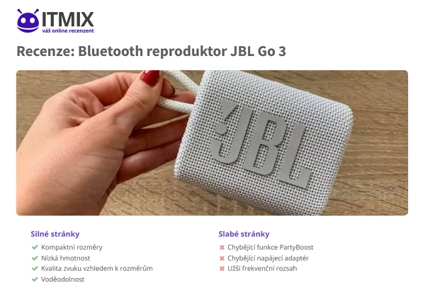 Recenze Bluetooth reproduktor JBL Go 3 (2021)