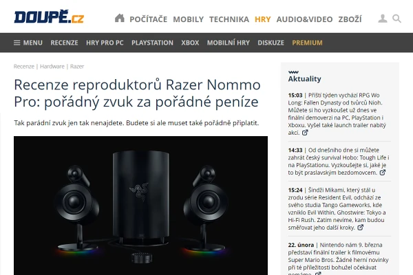 Recenze reproduktor Razer Nommo Pro (2021)