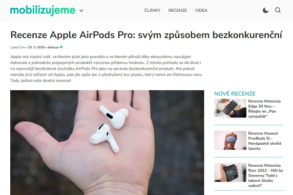 Recenze sluchátka Apple AirPods Pro 2019 (2020)