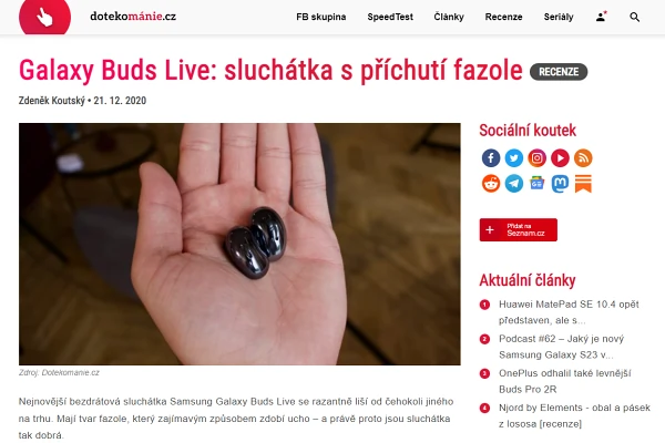 Recenze bezdrtov sluchtka do u Samsung Galaxy Buds Live (2020)