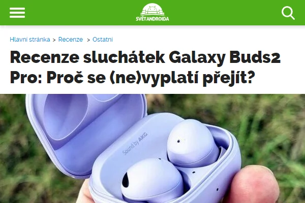 Recenze nositeln elektronika Samsung Galaxy Buds2 Pro (2022)