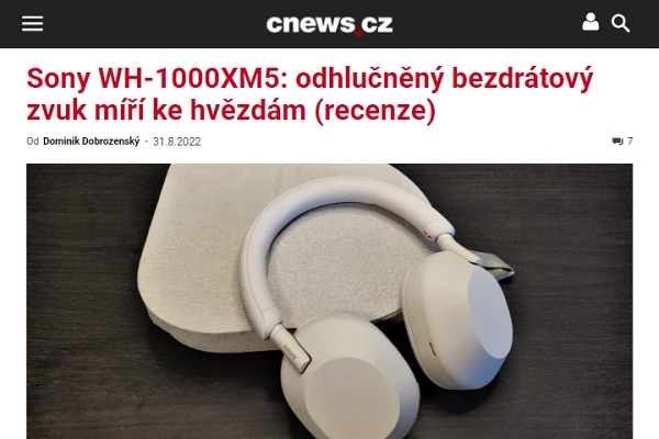 Recenze bezdrátová sluchátka přes hlavu Sony WH-1000XM5 (2022)