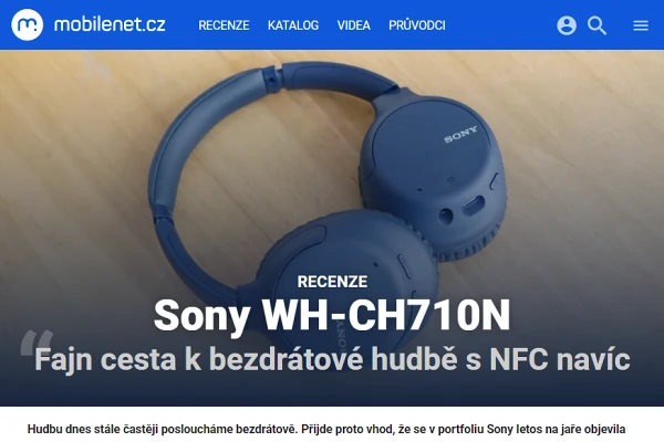Recenze bezdrátová sluchátka přes hlavu Sony WH-CH710N