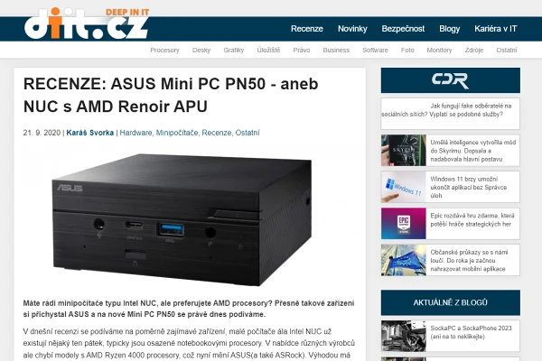 Recenze mini PC Asus Mini PC PN50 (2020)