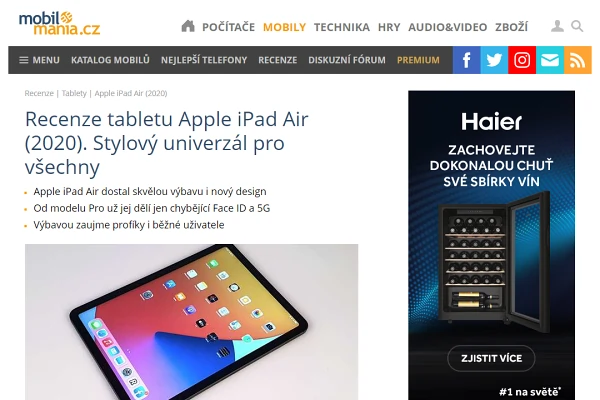 Recenze tablet Apple iPad Air 2020 (2021)