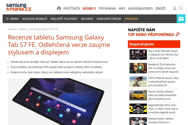 Recenze tablet Samsung Galaxy Tab S7 FE (2021)