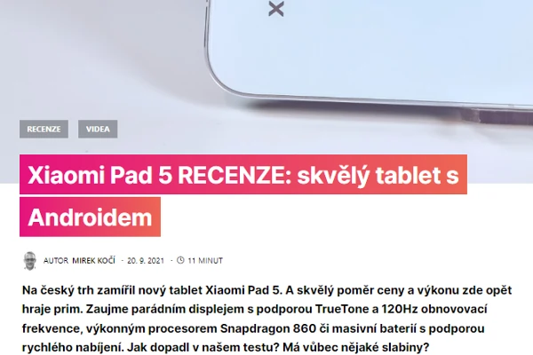Recenze tablet Xiaomi Pad 5 (2021)