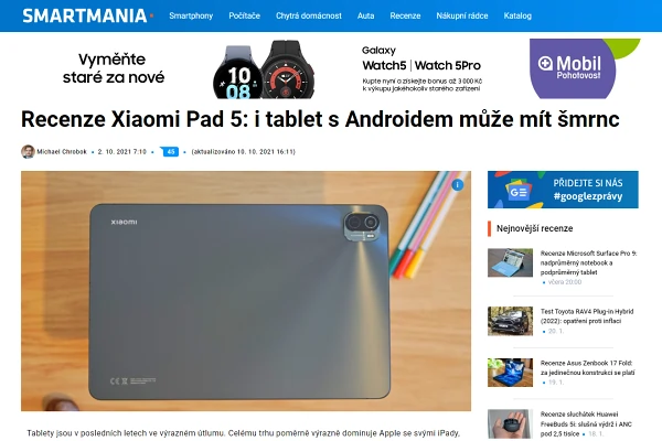 Recenze tablet Xiaomi Pad 5 (2021)