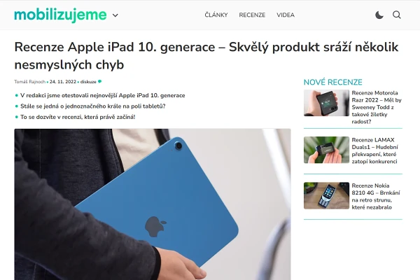 Recenze tablet Apple iPad 10 (2022)