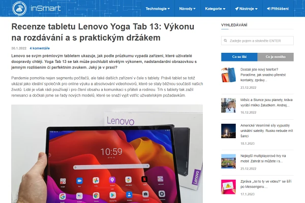 Recenze tablet Lenovo Yoga Tab 13 (2022)
