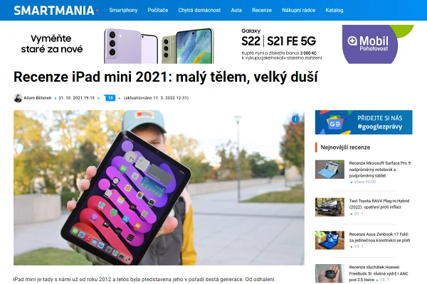 Recenze tablet Apple iPad mini (2021)