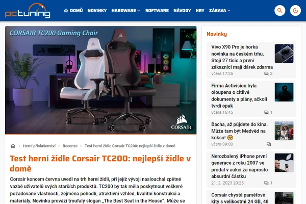 Recenze hern idle Corsair TC200 Gaming Chair (2022)