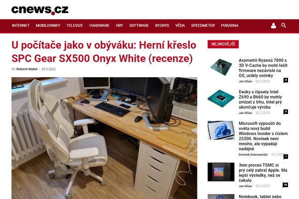 Recenze hern keslo SPC Gear SX500 Onyx White (2022)